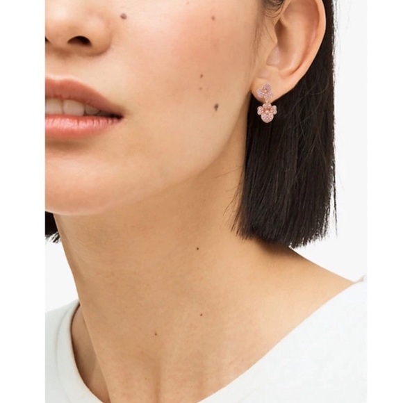 KATE SPADE • Rose Gold Double Dangle Precious Pansy Earrings - Picture 2 of 3